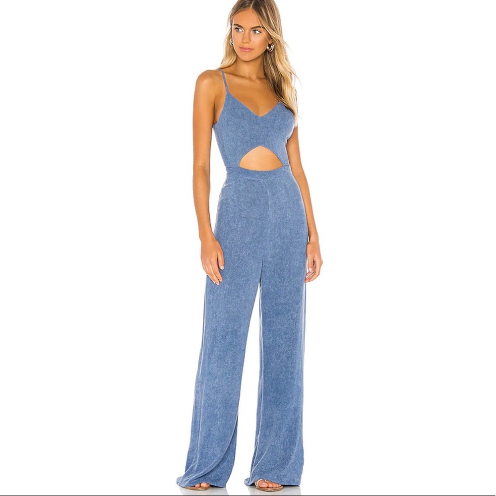 Indah Piper Jumpsuit in Chambray Stonewash Sz Medium